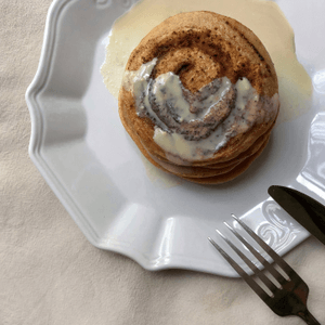 healthy cinnamon roll pancakes

recipe on my ...