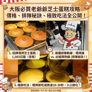 大阪必買老爺爺芝士蛋糕攻略：價格、排隊秘訣、極致吃法全公開！