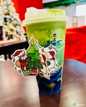 聖誕氣氛滿滿茶飲店｜陶鳶茗敍｜抹茶波波牛乳｜聖誕杯套