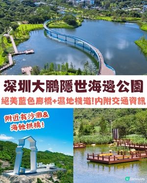 深圳大鵬絕美隱世海邊公園🌊藍色天空廊橋+濕地棧道🚗內附周邊景點及交通資訊❗