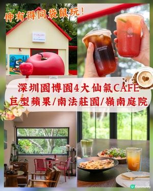 深圳福田園博園4大仙氣打卡Cafe🍎巨型大蘋果+南法莊園下午茶☕️仲有得近距離摸袋鼠！