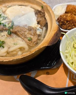 豬軟骨流心蛋炸吉列豬烏冬+胡麻沙律