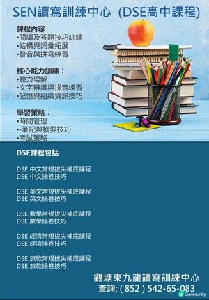 DSE讀寫障礙學生拔尖補底補習課程推介 | 中四至中六讀寫障礙拔尖補底補習課程 |讀寫障礙補習 |觀塘SEN補習 |彩虹SEN補習 | 牛頭角SEN補習 | 藍田SEN補習