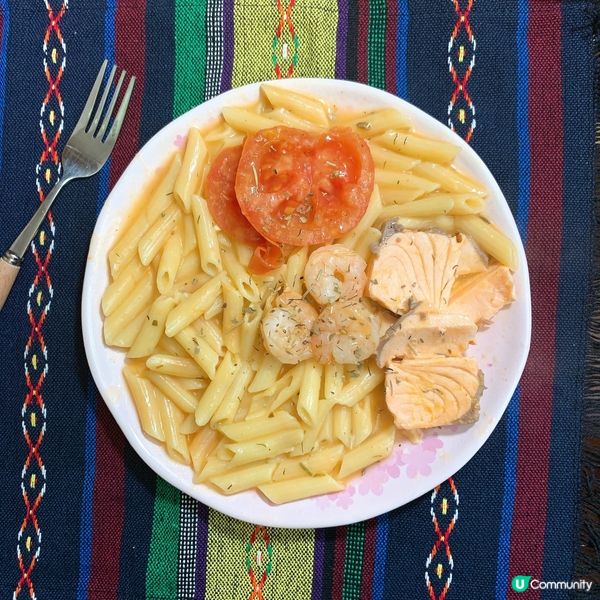 零技巧食譜🍝海鮮忌廉長通粉！