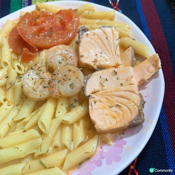 零技巧食譜🍝海鮮忌廉長通粉！