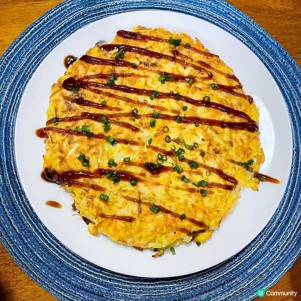 椰菜甘筍絲蛋餅燒