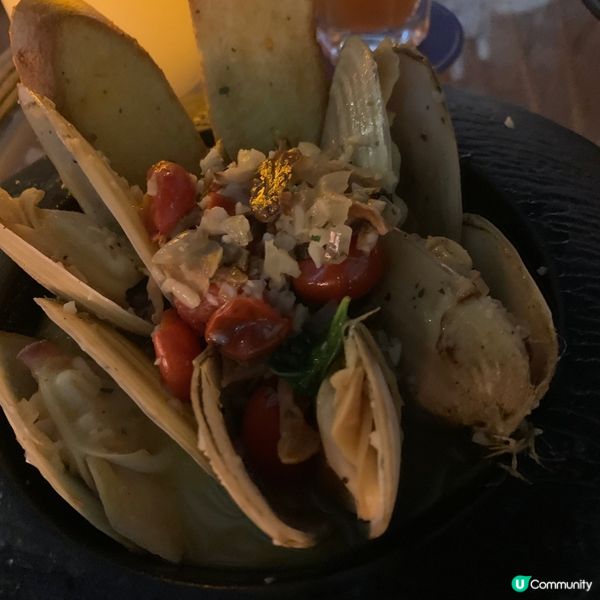 蒜蓉法包配白酒煮蜆❤️