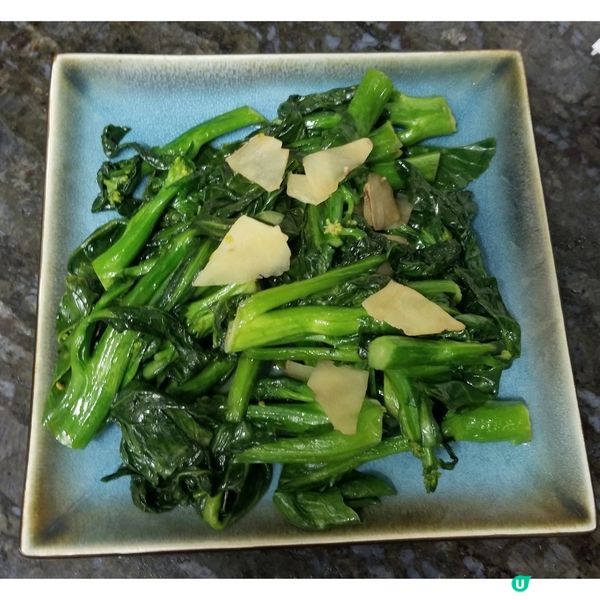 晚餐 : 京蔥炒肉片 奇妙醬拌大蝦 薑汁芥蘭苗