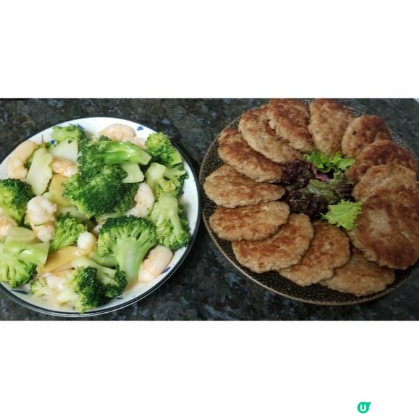 晚餐 :  香煎藕餅 西蘭花炒蝦仁