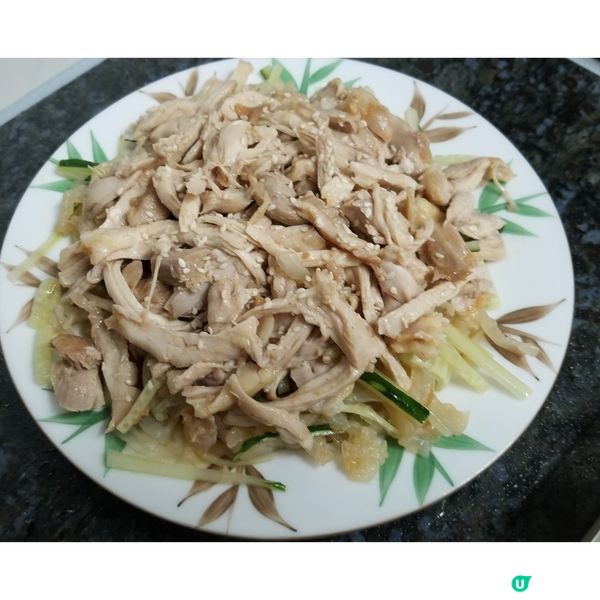 晚餐 : 鹽焗手撕雞拌青瓜海浙  鮮蝦小雲吞