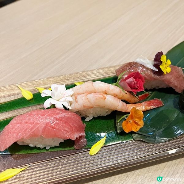 甜蝦壽司、山葵八爪魚軍艦、中拖羅壽司、A5和牛壽司和日本海膽...