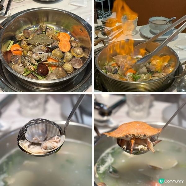 席前即炒鍋底！火焰沙白蟹鍋