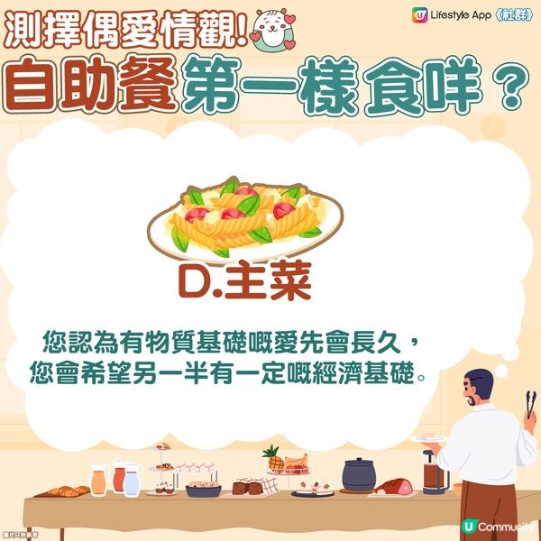 【心理測驗】自助餐最先食咩？測擇偶愛情觀🫵