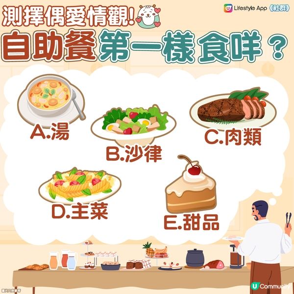 【心理測驗】自助餐最先食咩？測擇偶愛情觀🫵