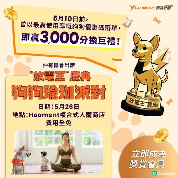 送10張優惠券 | LALAMOVE【毛孩Call車大比拼】