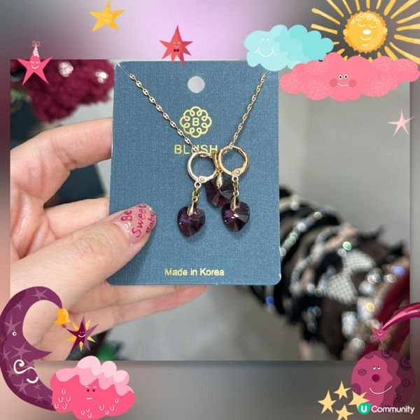 《紫晶耳環頸鍊套裝》