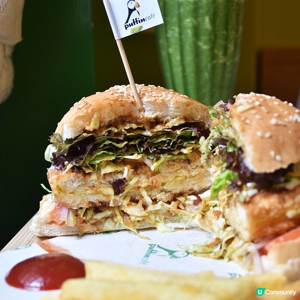 [澳門素食] 大三巴 | Puffin Café：澳門純素西餐首選 漢堡卷餅沙冰各有特色