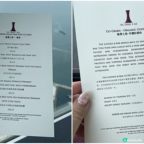 [香港素食] 尖沙咀 | The Lounge & Bar：102樓海景純素美食 午市自選健康沙律吧 低碳高蛋白菜式
