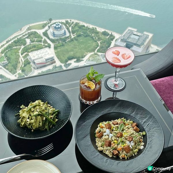 [香港素食] 尖沙咀 | The Lounge & Bar：102樓海景純素美食 午市自選健康沙律吧 低碳高蛋白菜式