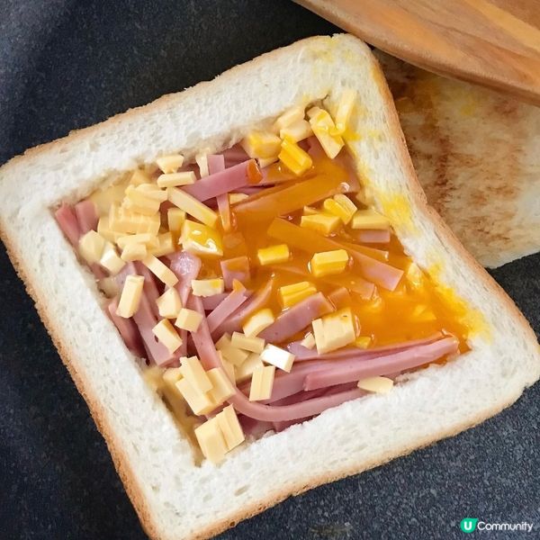 免焗爆漿芝士火腿多士🍞 超簡易食譜🍳
