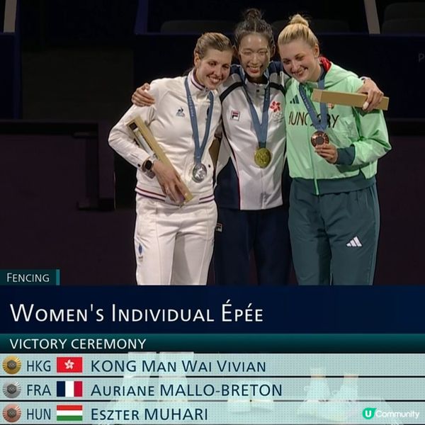 🎊恭喜江旻憓奪得女子重劍個人賽奧運金牌🎊