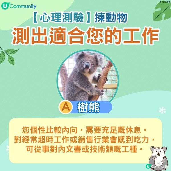 【心理測驗】揀動物測出適合您的工作