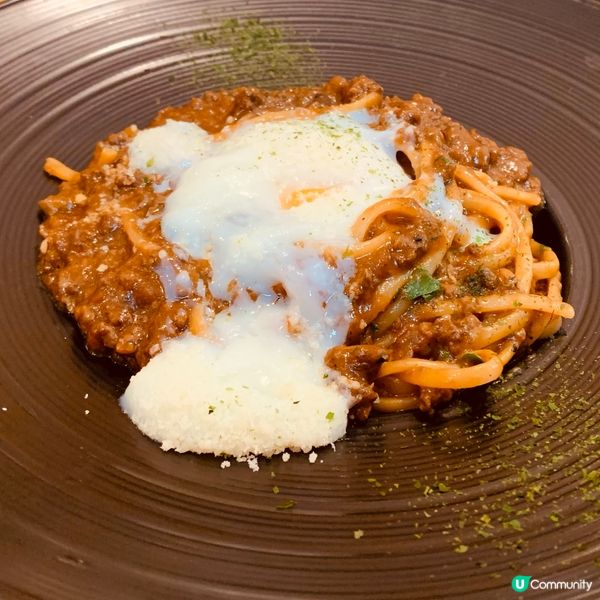 味噌牛肉醬溫泉蛋扁意粉