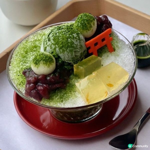 抹茶紅豆白玉奶凍