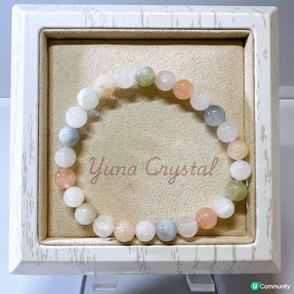 🌈馬卡龍彩兔毛水晶手串