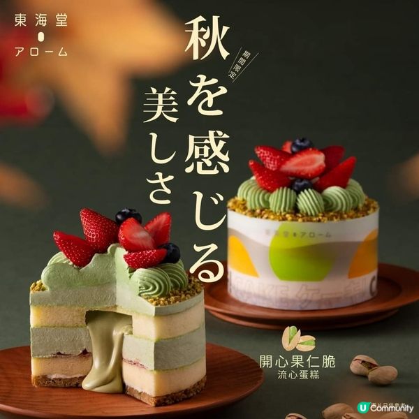 東海堂新出-開心果果仁脆流心蛋糕
