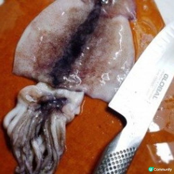 蒜蓉豆豉三色椒炒魷魚
