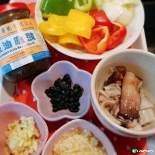 蒜蓉豆豉三色椒炒魷魚
