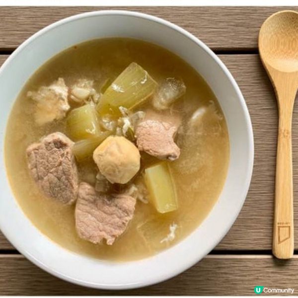 [痛風湯水] 節瓜鹹蛋肉片湯