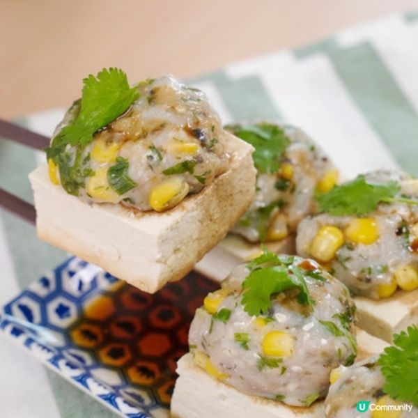 芫荽鯪魚肉粟米蒸豆腐