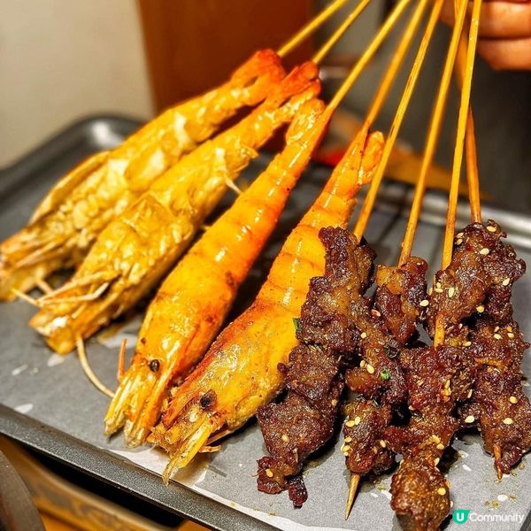 😍 即撈海鮮! 超大隻新鮮海蝦串燒
