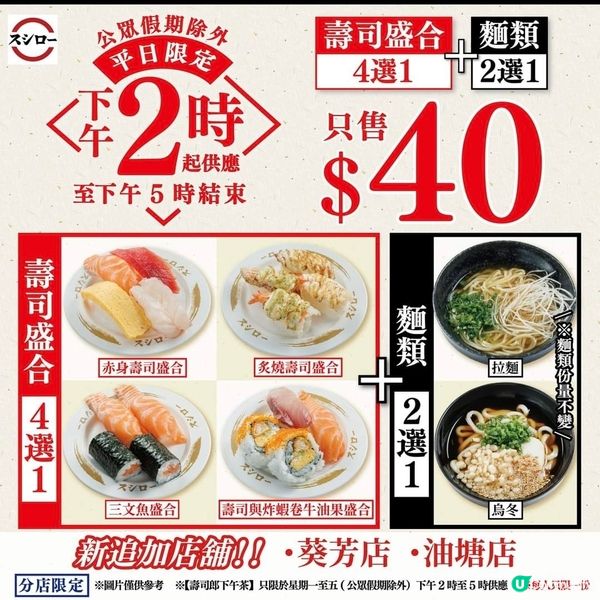 壽司郎 Sushiro：$40下午茶 追加2間分店販售