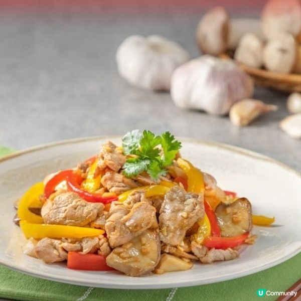 杏鮑菇炒黑豚肉