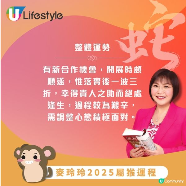 麥玲玲2025生肖運程｜12生肖運程一次過睇晒