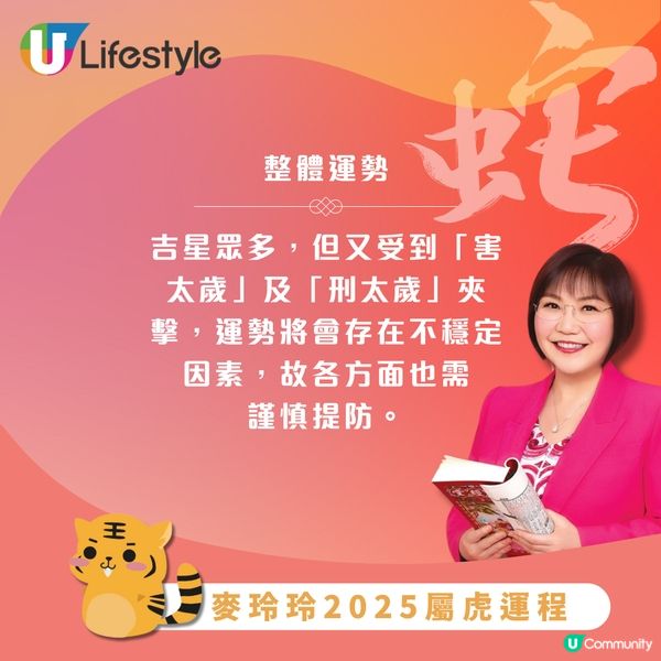麥玲玲2025生肖運程｜12生肖運程一次過睇晒