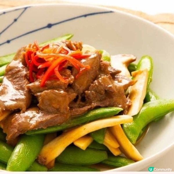杏鮑甜豆炒牛柳