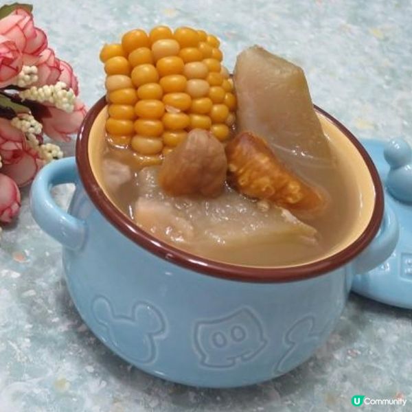 合掌瓜栗子粟米瘦肉湯

