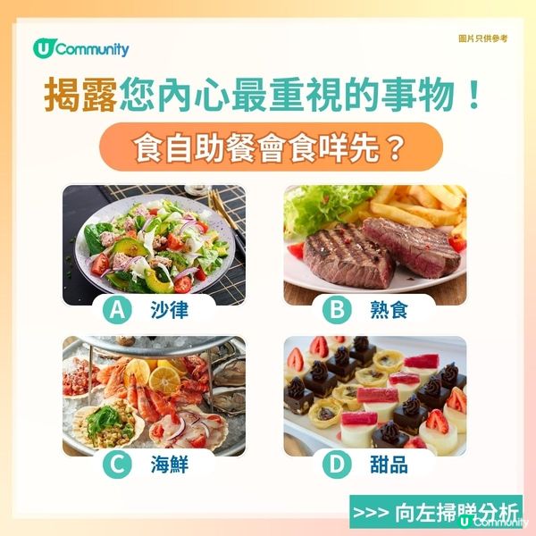 【心理測驗🍀】自助餐食咩先？測你內心最重視的事物！