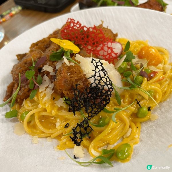 主食：香煎鵝肝牛肝菌意大利飯、軟殼蟹溫泉蛋芝士忌廉意大利麵，...