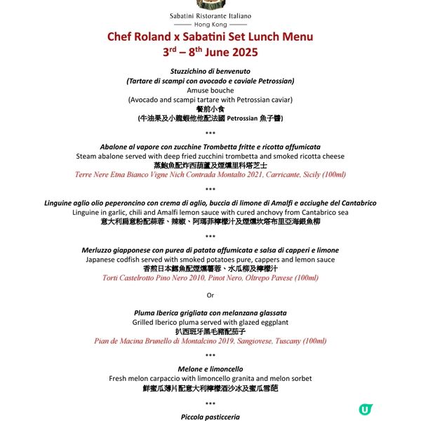 Roland Schuller Sabatini呈獻意式饗宴