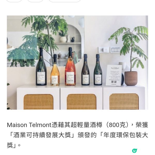 Telmont超輕量香檳酒樽 榮獲年度環保包裝大獎
