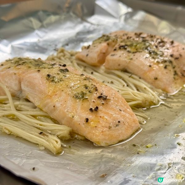 蒜蓉牛油焗三文魚！😋 20分鐘搞掂！🔥