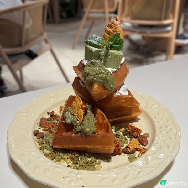 旺角•渡假風柑橘cafe 開心果蜜糖窩夫