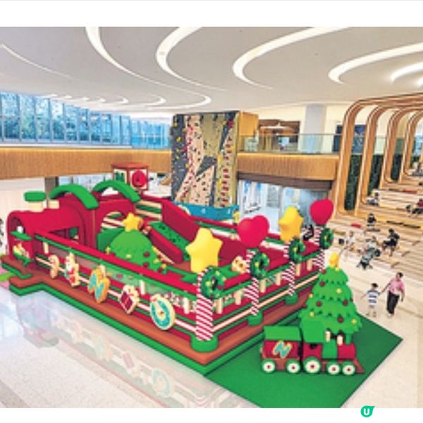 朗壹廣場彈彈跳聖誕列車 逾千呎好玩聖誕主題吹氣樂園