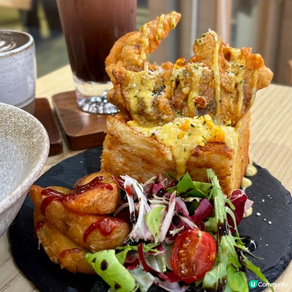 大圍•人氣打卡Cafe 爆餡軟殼蟹盒子吐司