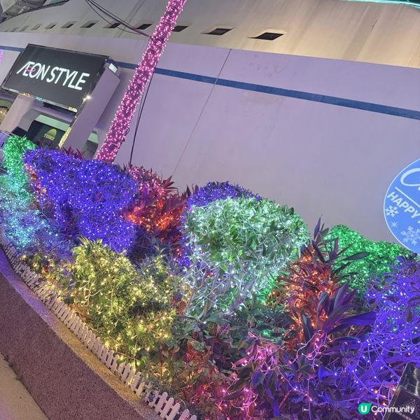 黑夜中色彩繽紛的彩燈，好有冬天嘅氣氛🥰🥰